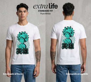 La Academia de Heroes | Del Diario al Heroe #02545 - Playera Standard Fit | Pure White - Foto en modelo