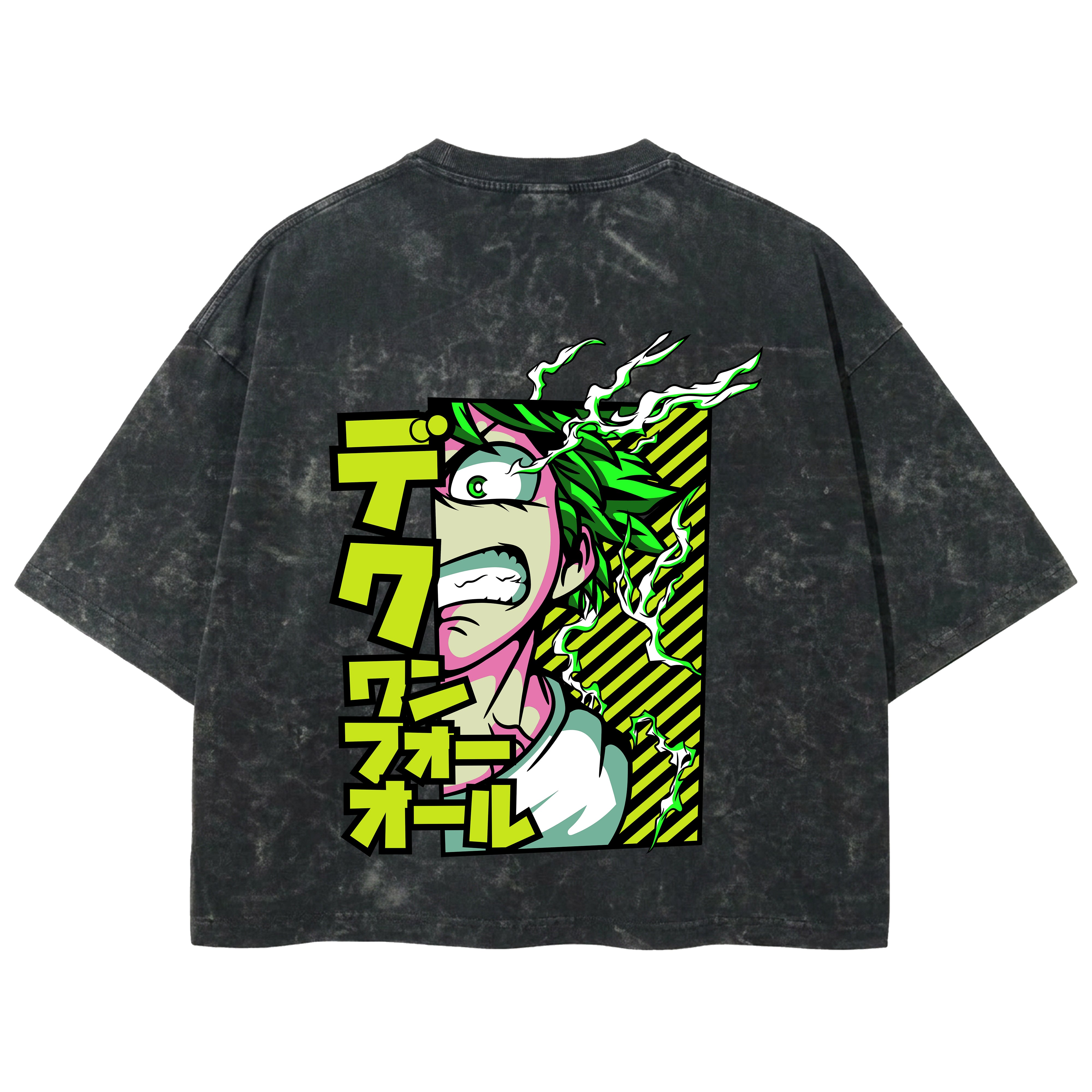 Playera streetwear premium de anime y gaming ExtraLife MX, corte boxy deluxe mineral wash heavyweight en color Acid Wash, moda urbana mexicana de culto.
