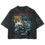 Playera streetwear premium de anime y gaming ExtraLife MX, corte boxy deluxe mineral wash heavyweight en color Acid Wash, moda urbana mexicana de culto.