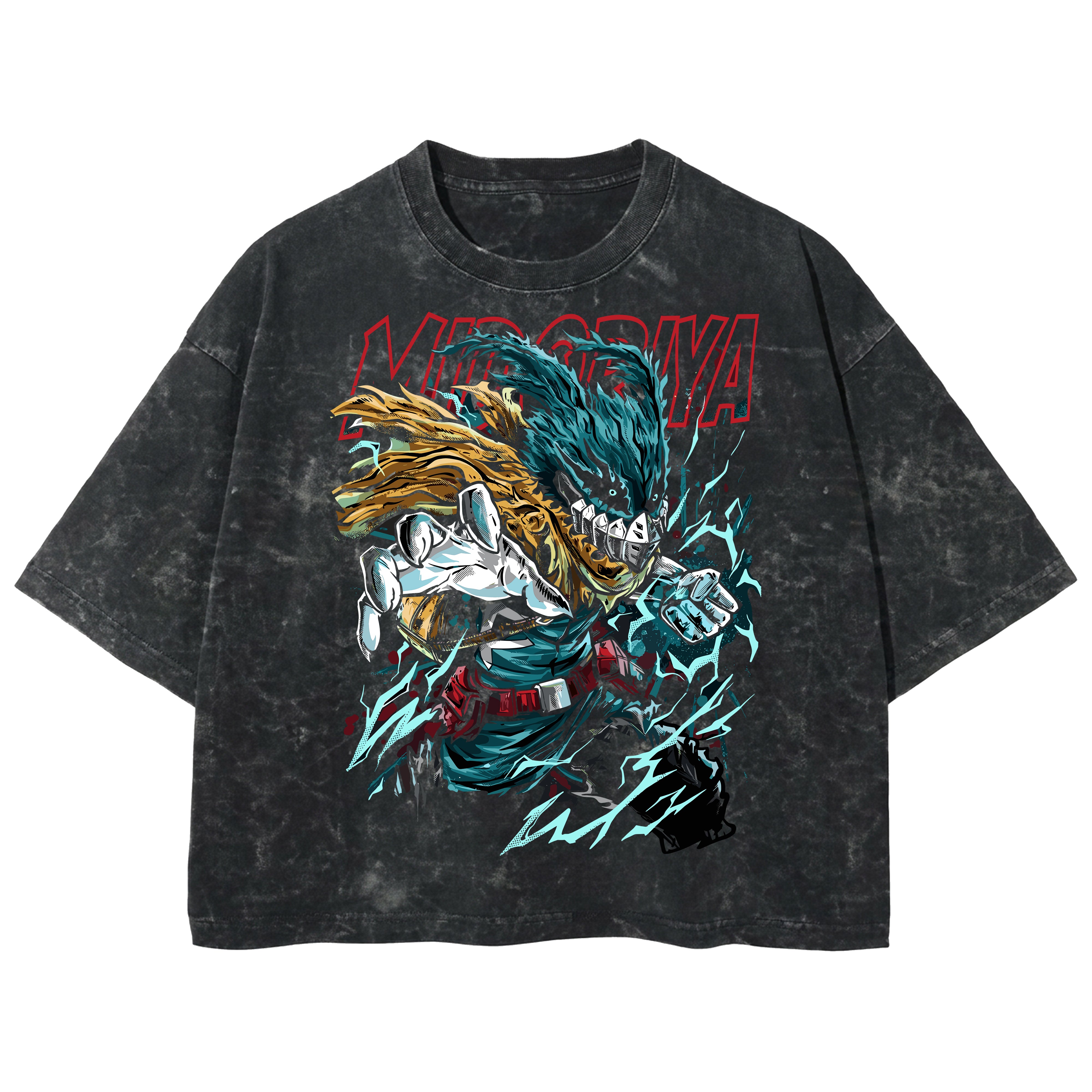 Playera streetwear premium de anime y gaming ExtraLife MX, corte boxy deluxe mineral wash heavyweight en color Acid Wash, moda urbana mexicana de culto.