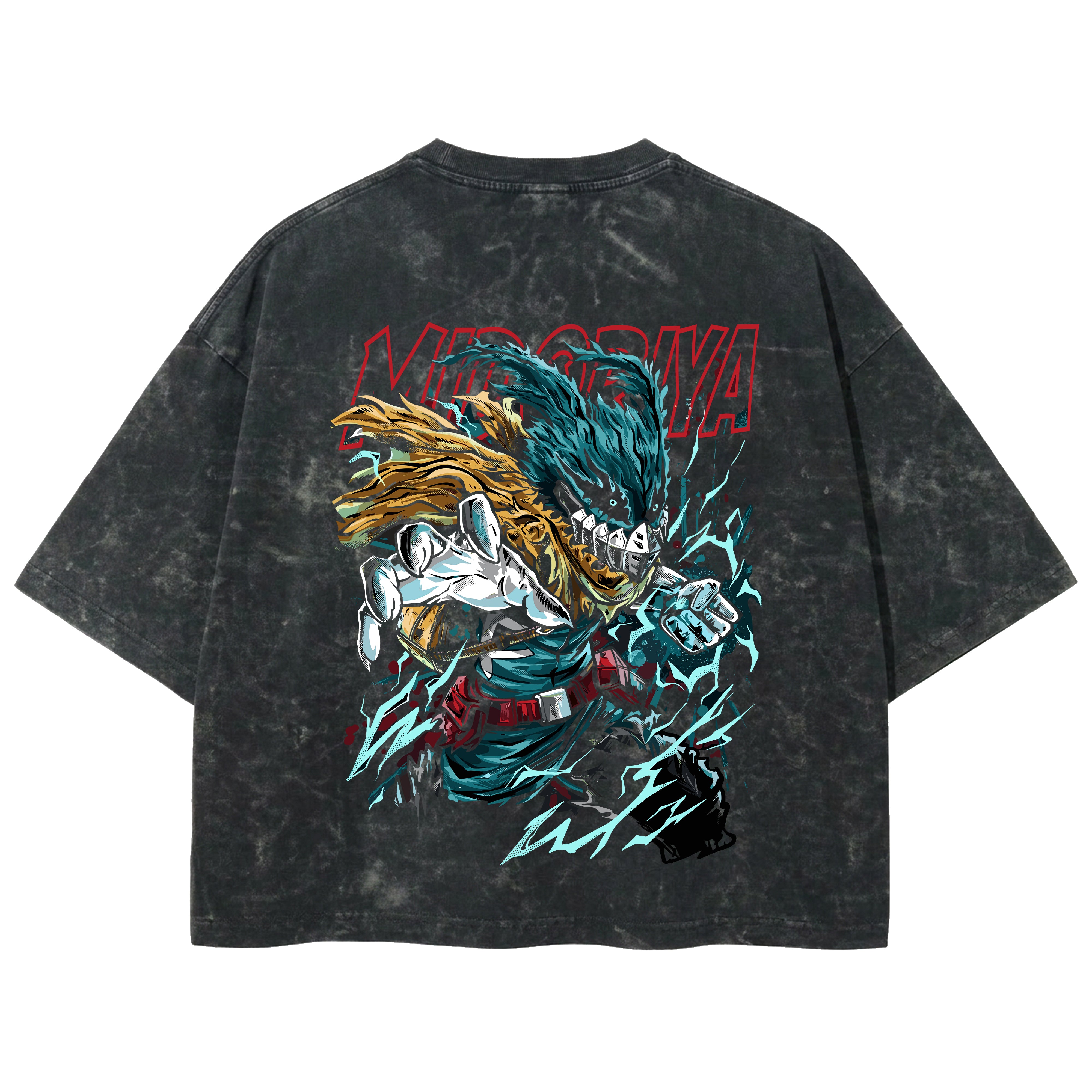 Playera streetwear premium de anime y gaming ExtraLife MX, corte boxy deluxe mineral wash heavyweight en color Acid Wash, moda urbana mexicana de culto.