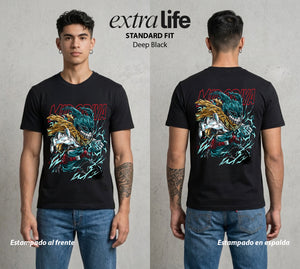 La Academia de Heroes | El Heroe Analista #02548 - Playera Standard Fit | Deep Black - Foto en modelo