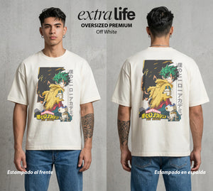 La Academia de Heroes | El Simbolo de la Paz #02549 - Playera Oversized Premium | Off White - Foto en modelo