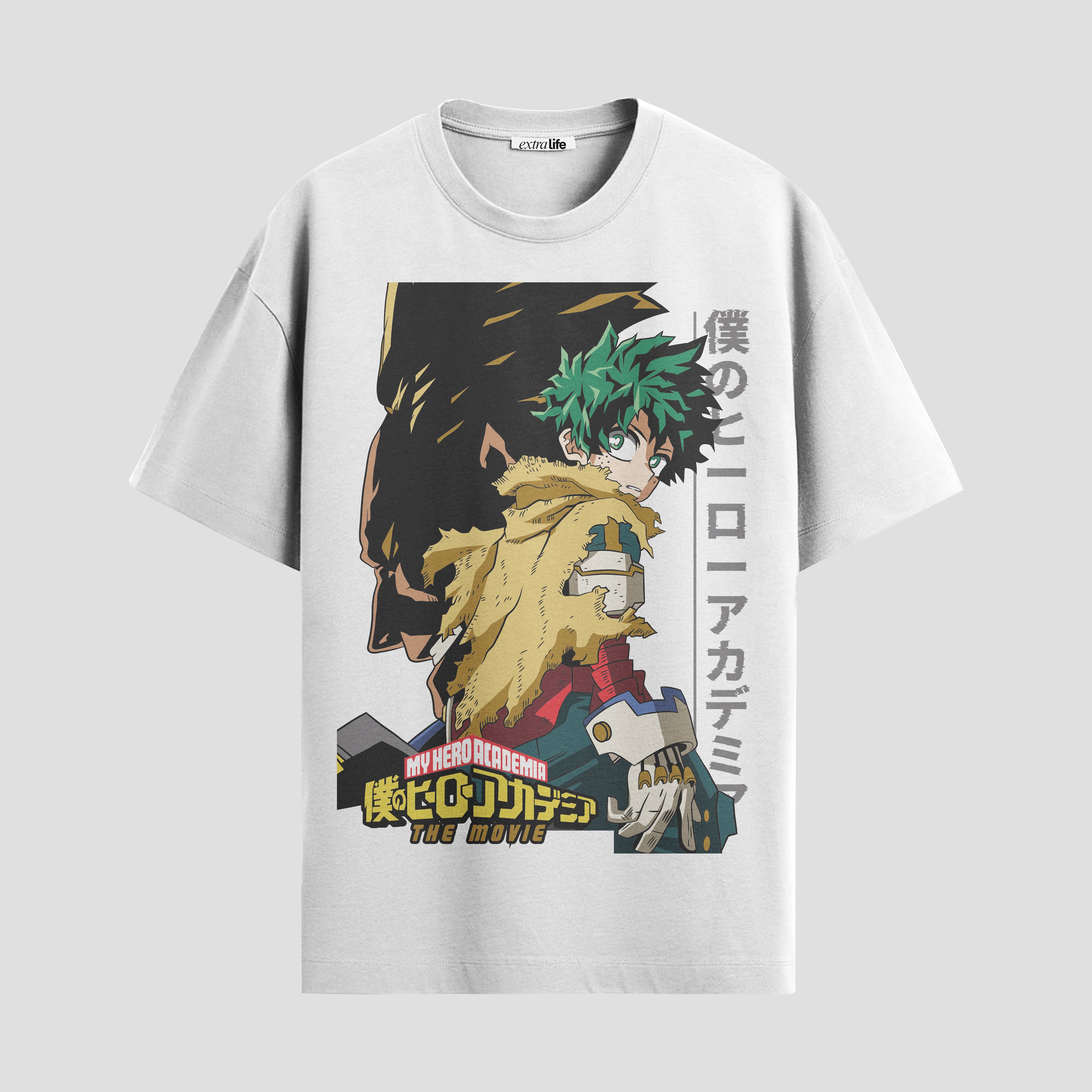 Playera urbana de anime y gaming ExtraLife MX, corte Standard Fit unisex ligero y transpirable en color Deep Black y Pure White, ropa de uso diario para gym y casual.