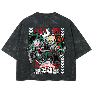 Playera streetwear premium de anime y gaming ExtraLife MX, corte boxy deluxe mineral wash heavyweight en color Acid Wash, moda urbana mexicana de culto.