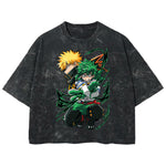 Playera streetwear premium de anime y gaming ExtraLife MX, corte boxy deluxe mineral wash heavyweight en color Acid Wash, moda urbana mexicana de culto.