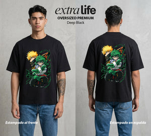 La Academia de Heroes | El Heroe Analista #02551 - Playera Oversized Premium | Deep Black - Foto en modelo