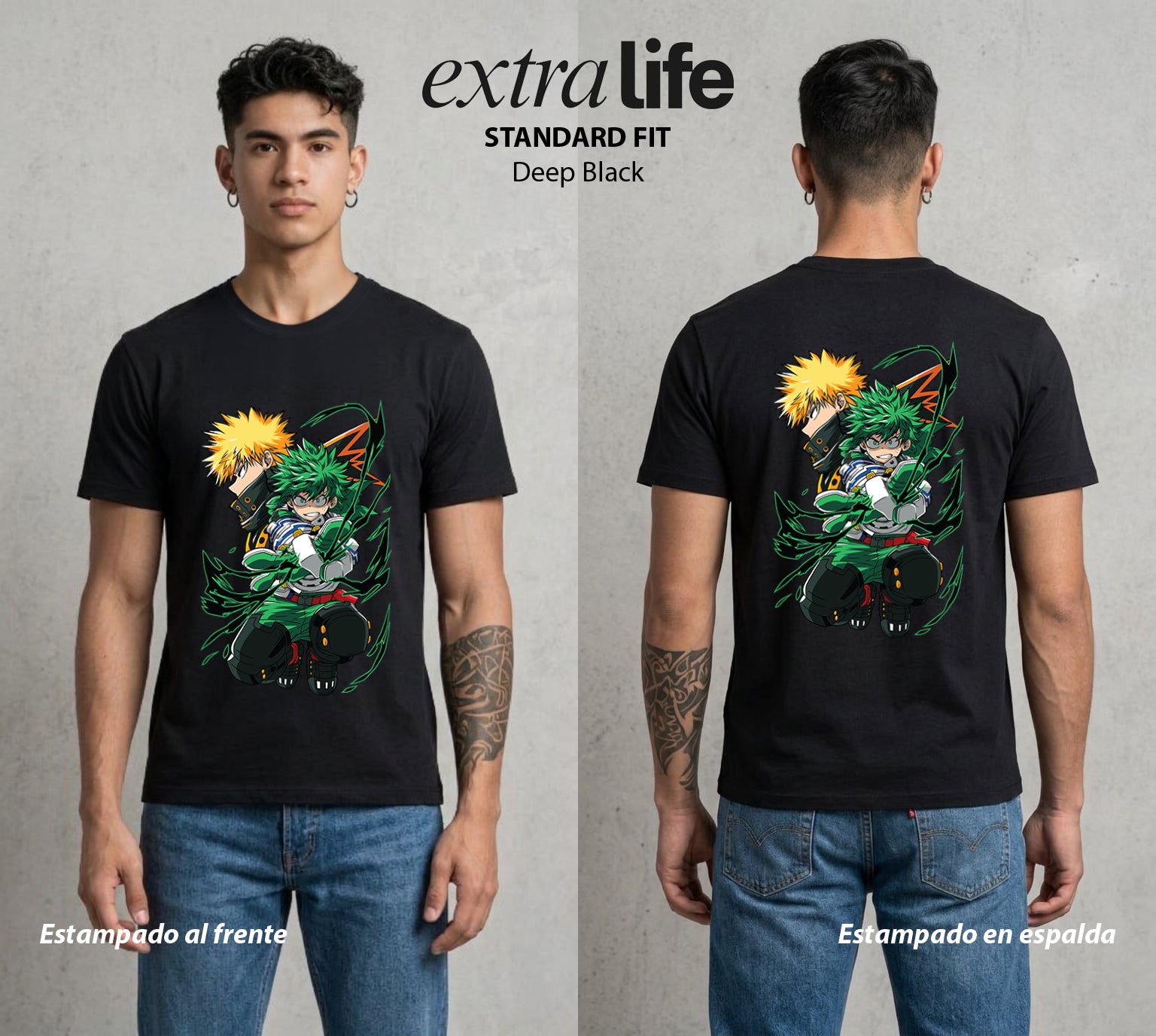 La Academia de Heroes | El Heroe Analista #02551 - Playera Standard Fit | Deep Black - Foto en modelo