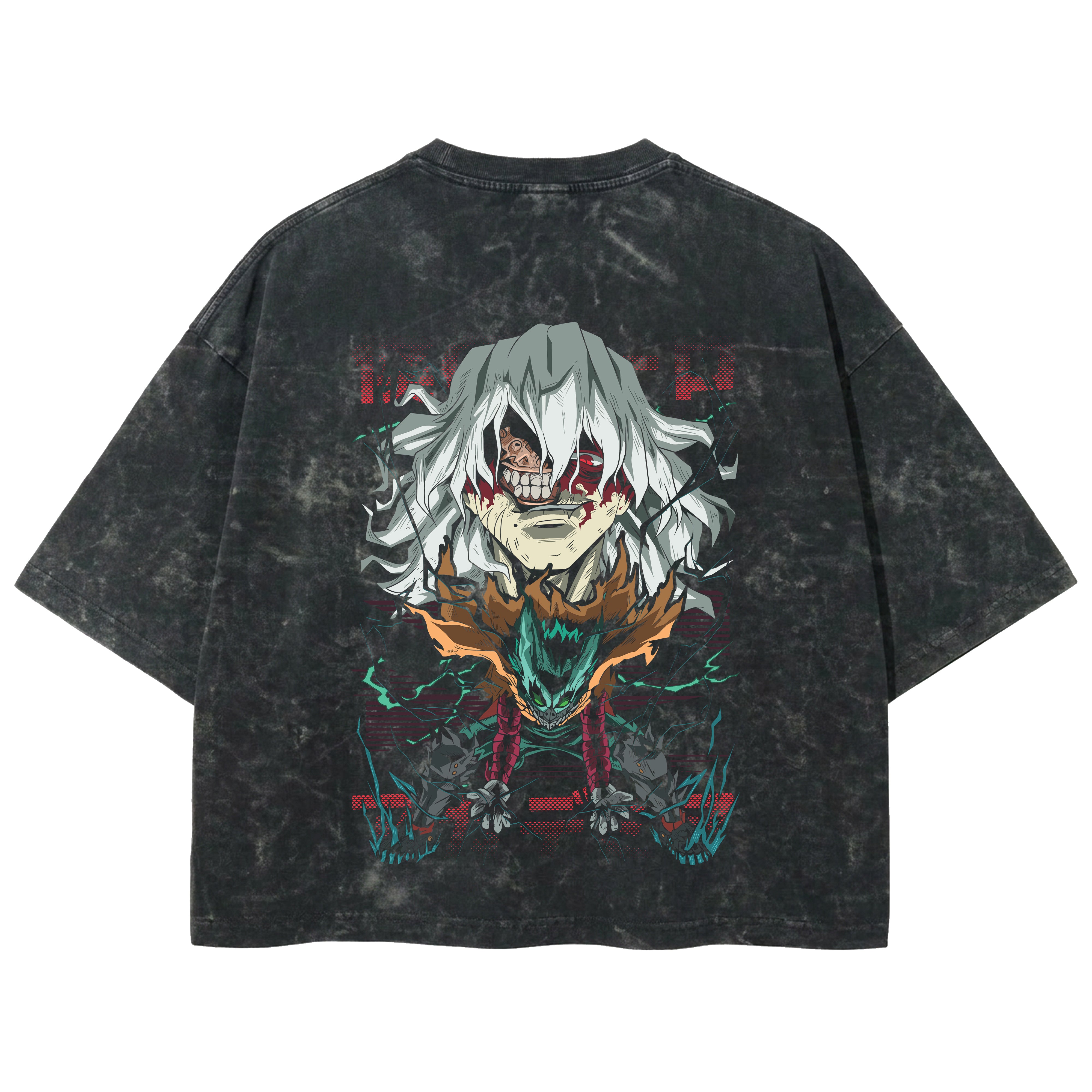 Playera streetwear premium de anime y gaming ExtraLife MX, corte boxy deluxe mineral wash heavyweight en color Acid Wash, moda urbana mexicana de culto.