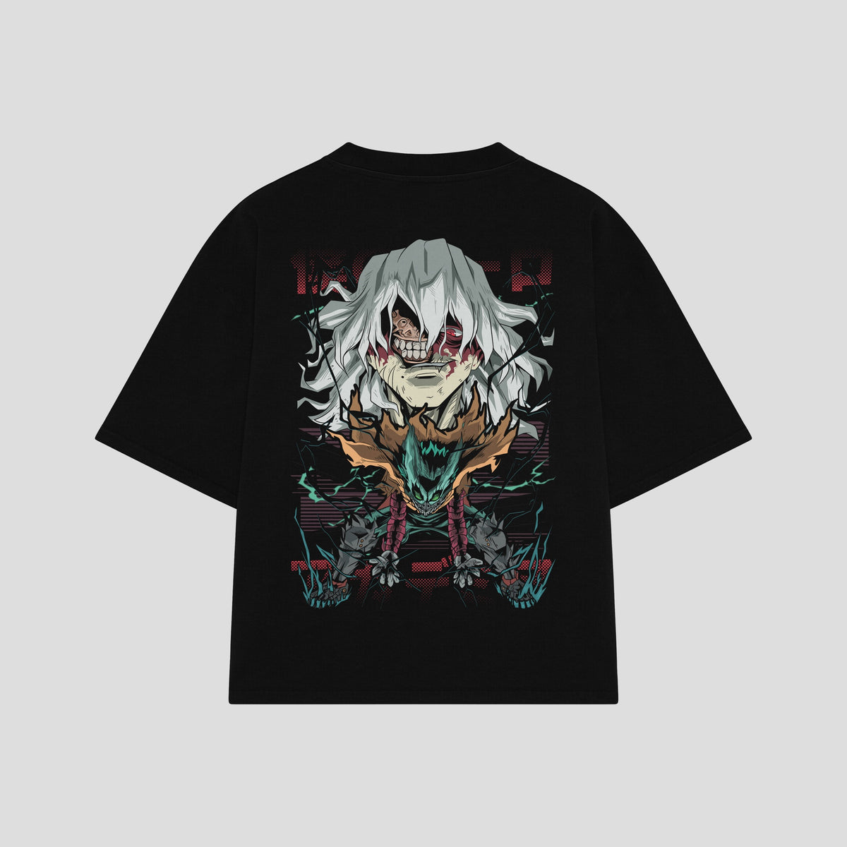 Playera streetwear premium de anime y gaming ExtraLife MX, corte oversized drop shoulder ligero y fresco en color Deep Black y Off-White, moda urbana mexicana de culto.