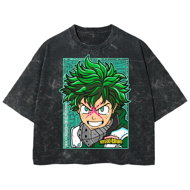 Playera streetwear premium de anime y gaming ExtraLife MX, corte boxy deluxe mineral wash heavyweight en color Acid Wash, moda urbana mexicana de culto.