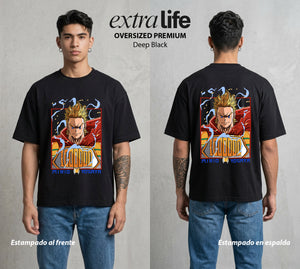 La Academia de Heroes | El Fantasma del Millon #02555 - Playera Oversized Premium | Deep Black - Foto en modelo