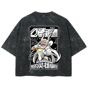 Playera streetwear premium de anime y gaming ExtraLife MX, corte boxy deluxe mineral wash heavyweight en color Acid Wash, moda urbana mexicana de culto.