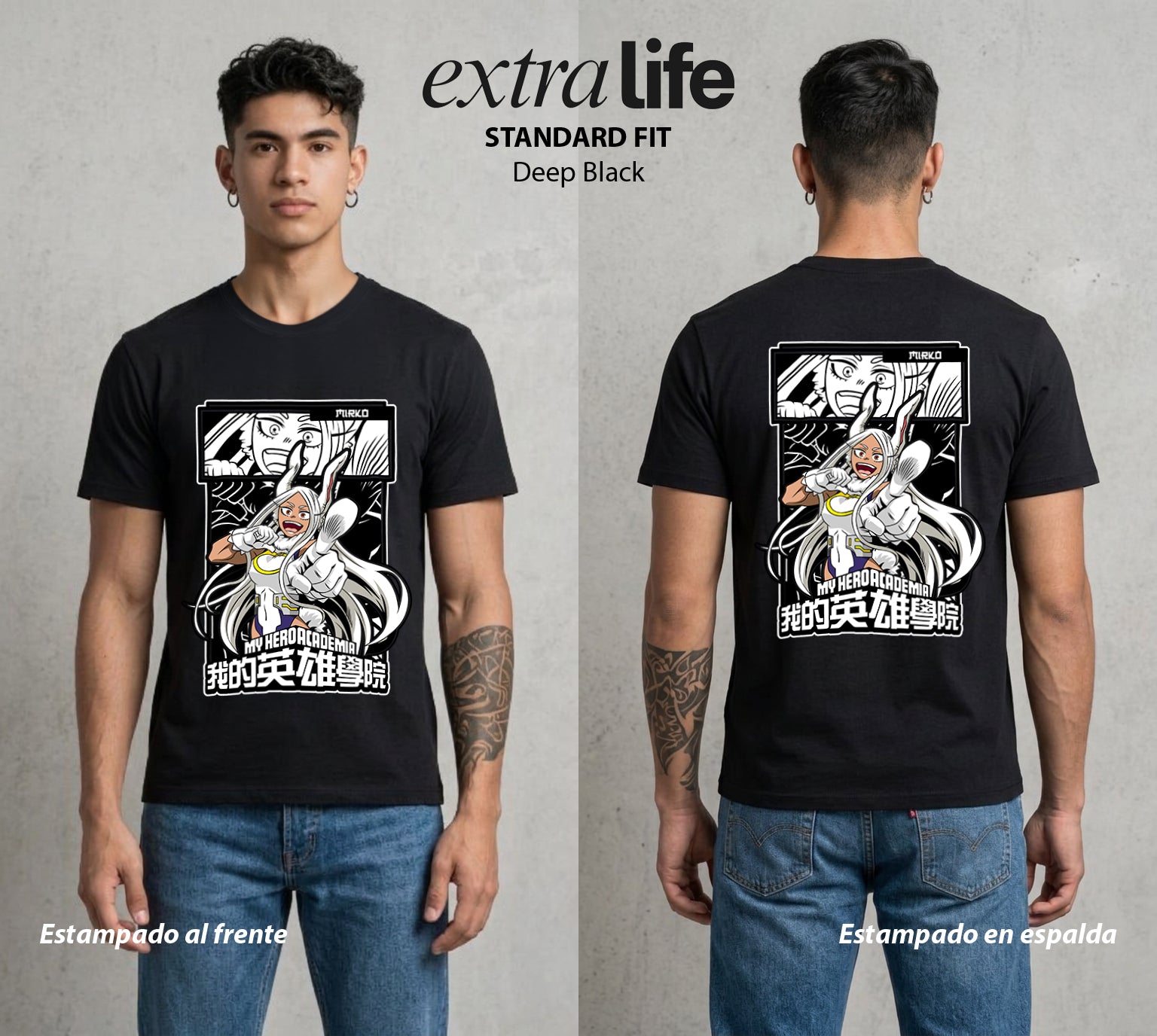 La Academia de Heroes | La Coneja del Bien #02557 - Playera Standard Fit | Deep Black - Foto en modelo