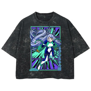 Playera streetwear premium de anime y gaming ExtraLife MX, corte boxy deluxe mineral wash heavyweight en color Acid Wash, moda urbana mexicana de culto.
