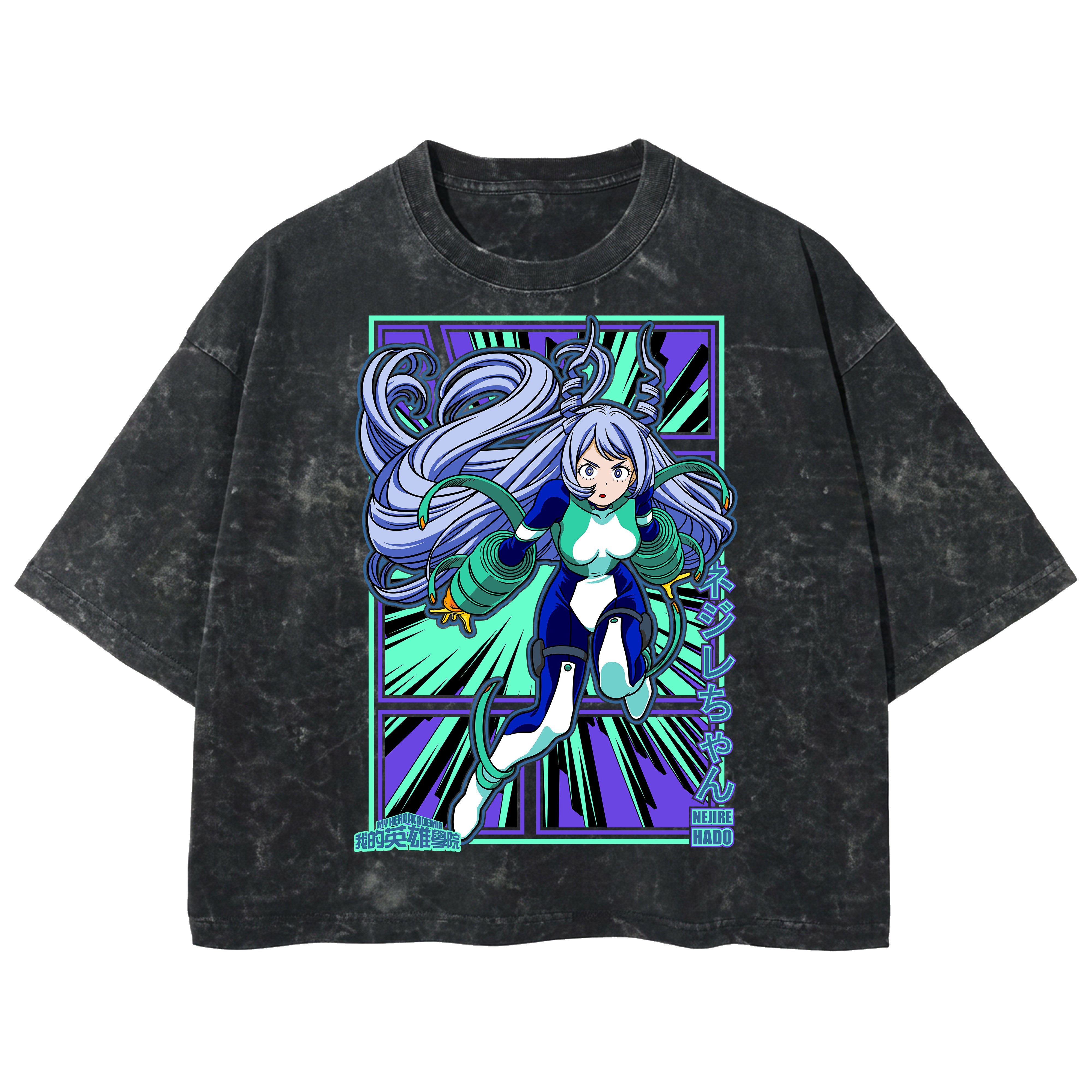 Playera streetwear premium de anime y gaming ExtraLife MX, corte boxy deluxe mineral wash heavyweight en color Acid Wash, moda urbana mexicana de culto.
