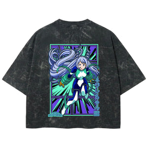Playera streetwear premium de anime y gaming ExtraLife MX, corte boxy deluxe mineral wash heavyweight en color Acid Wash, moda urbana mexicana de culto.