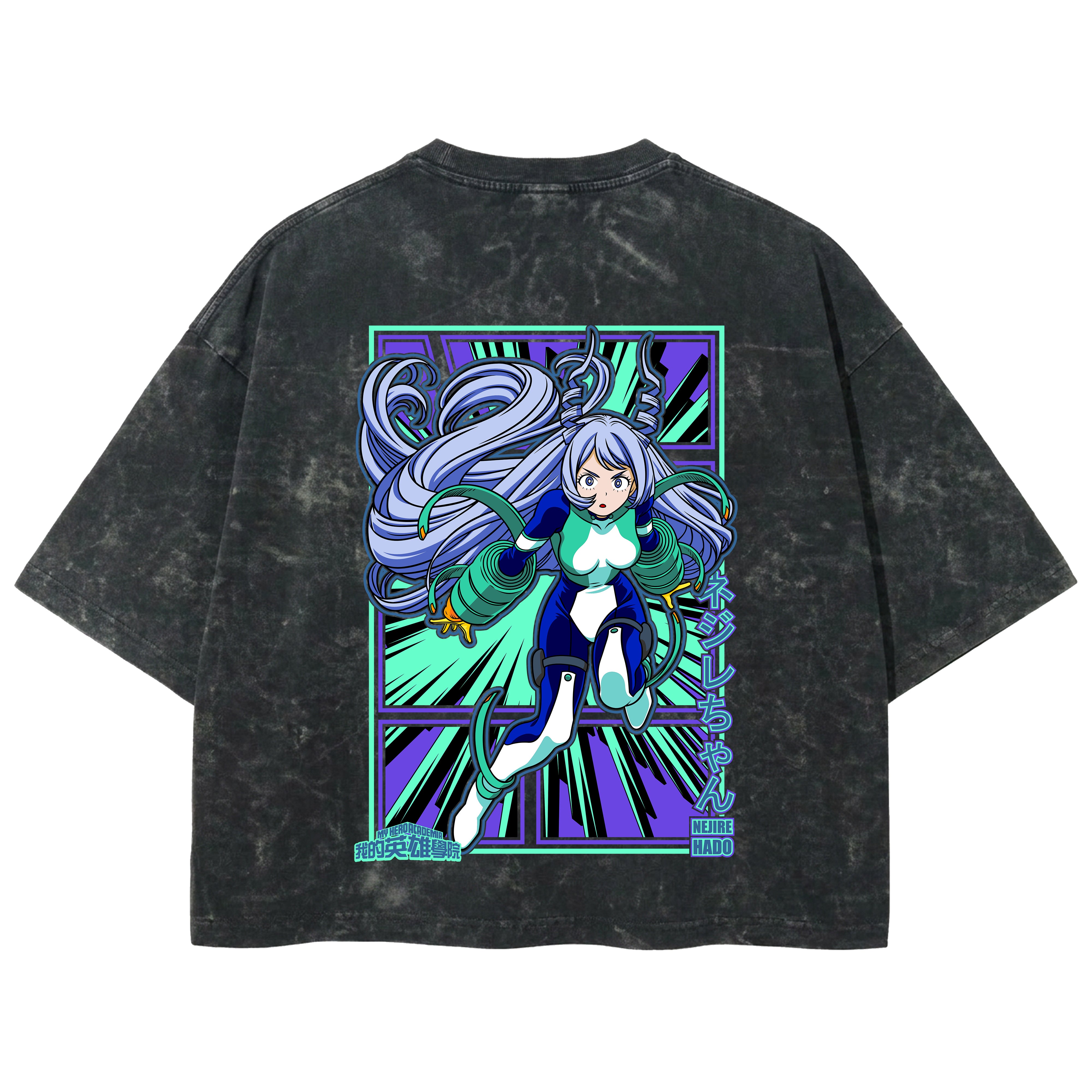 Playera streetwear premium de anime y gaming ExtraLife MX, corte boxy deluxe mineral wash heavyweight en color Acid Wash, moda urbana mexicana de culto.