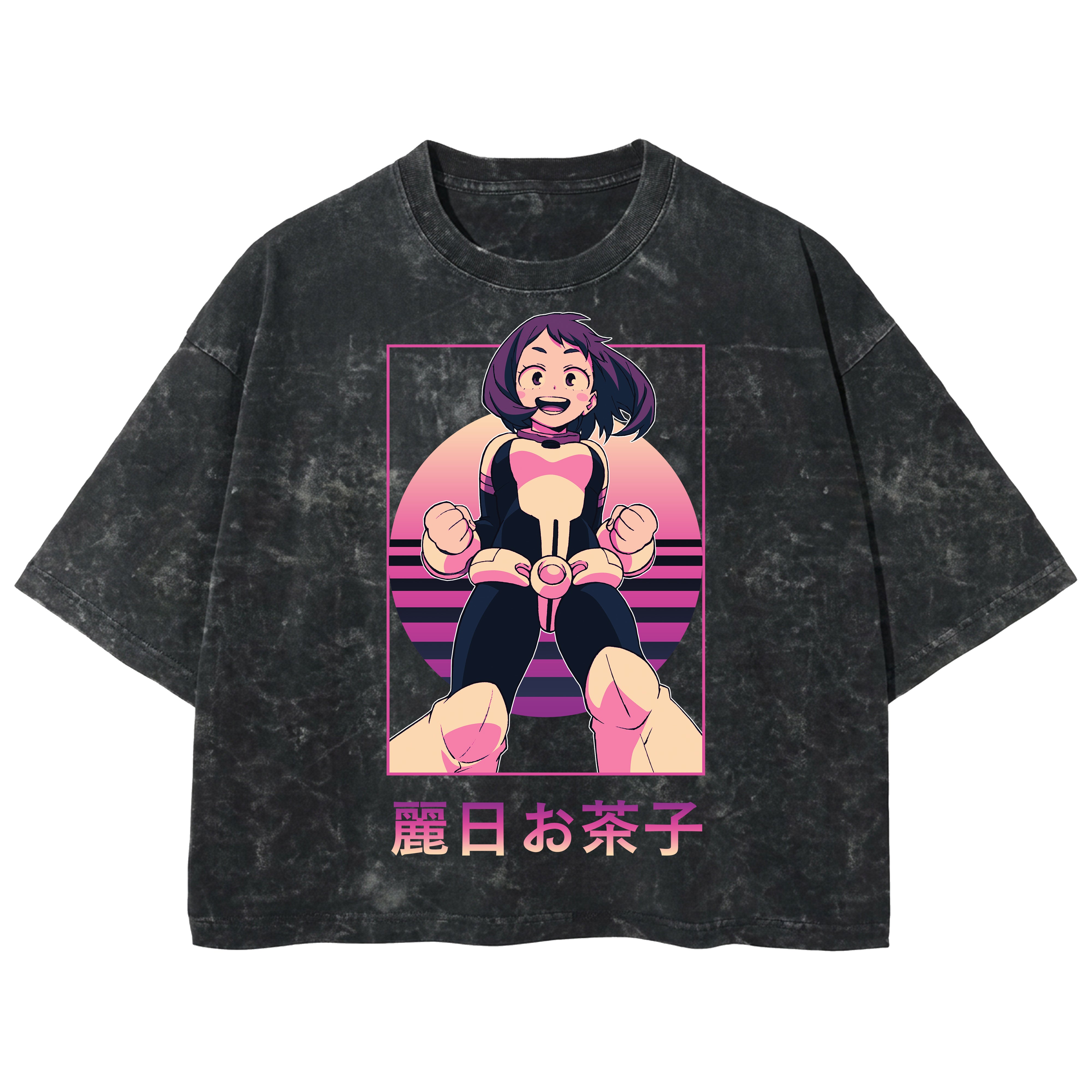 Playera streetwear premium de anime y gaming ExtraLife MX, corte boxy deluxe mineral wash heavyweight en color Acid Wash, moda urbana mexicana de culto.