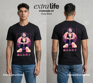 La Academia de Heroes | La Gravedad al Atardecer al Atardecer #02560 - Playera Standard Fit | Deep Black - Foto en modelo