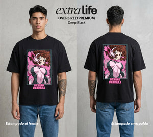 La Academia de Heroes | Sin Gravedad #02562 - Playera Oversized Premium | Deep Black - Foto en modelo
