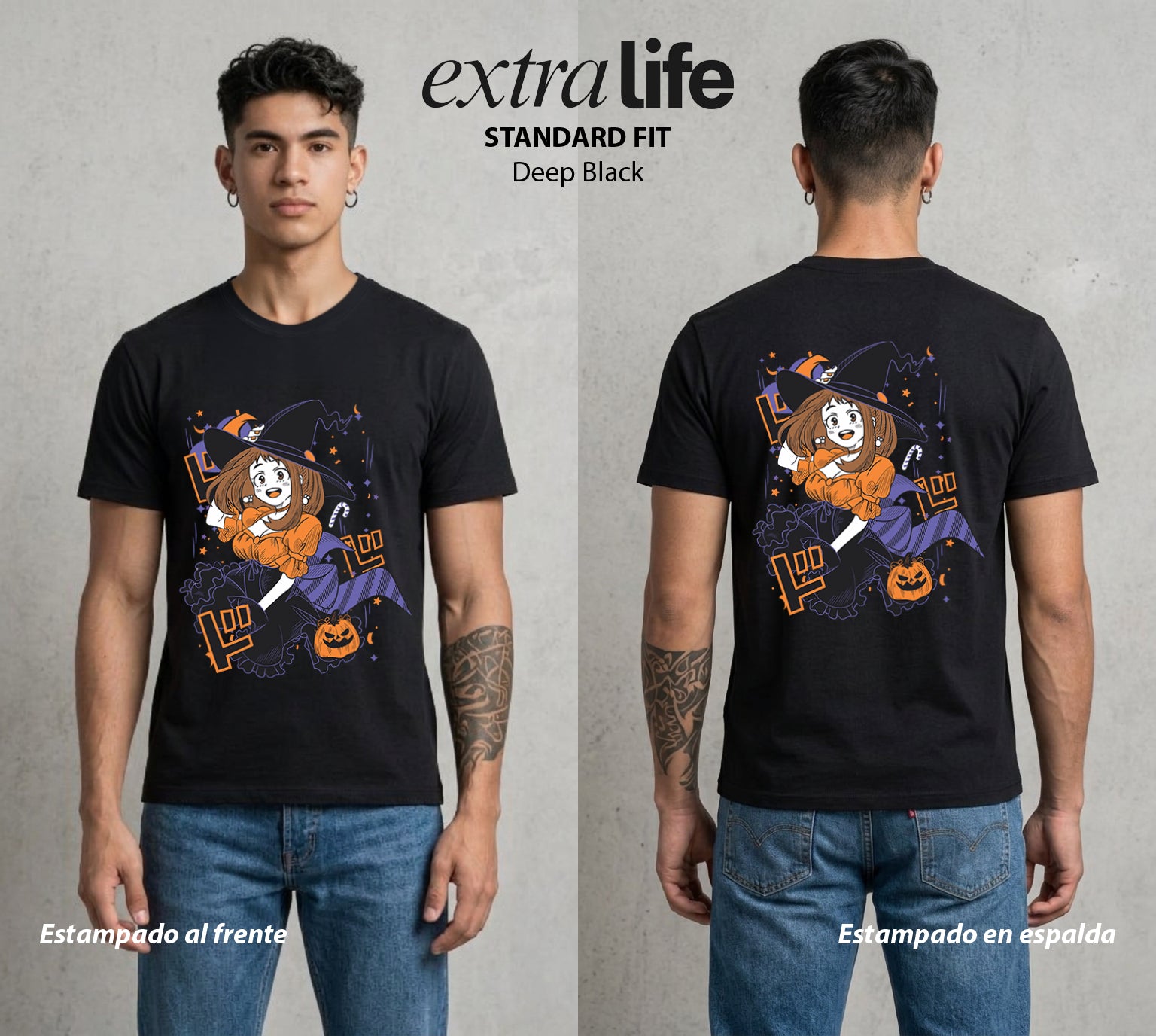 La Academia de Heroes | Sin Gravedad en Halloween #02563 - Playera Standard Fit | Deep Black - Foto en modelo