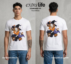 La Academia de Heroes | Sin Gravedad en Halloween #02563 - Playera Standard Fit | Pure White - Foto en modelo