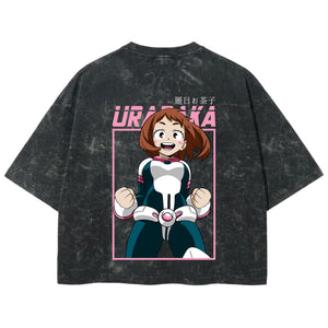 Playera streetwear premium de anime y gaming ExtraLife MX, corte boxy deluxe mineral wash heavyweight en color Acid Wash, moda urbana mexicana de culto.