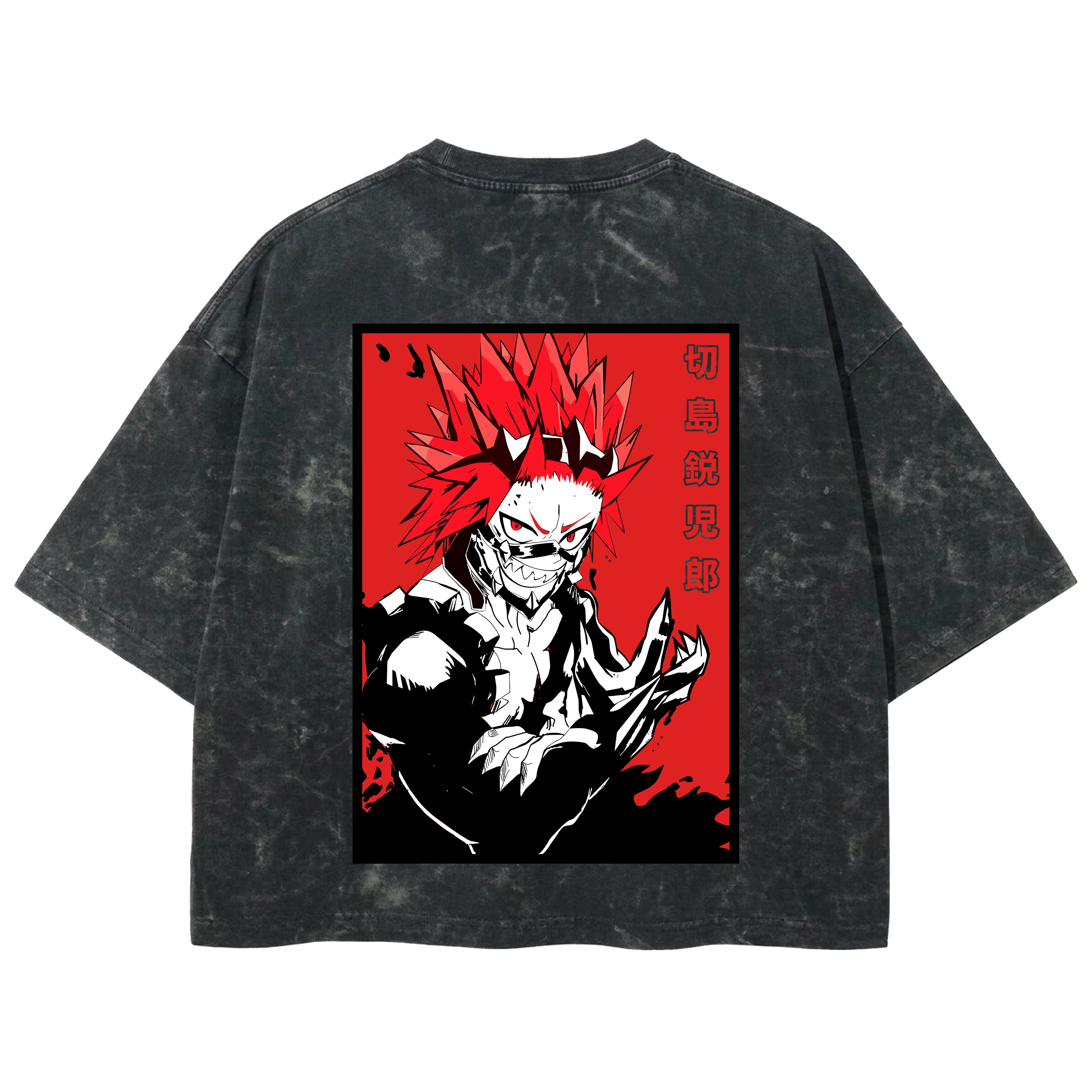 Playera streetwear premium de anime y gaming ExtraLife MX, corte boxy deluxe mineral wash heavyweight en color Acid Wash, moda urbana mexicana de culto.