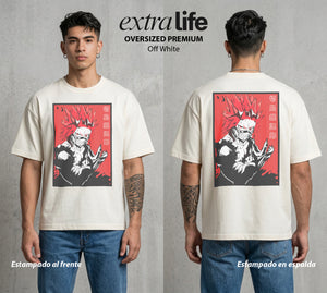 La Academia de Heroes | La Roca del Bien #02567 - Playera Oversized Premium | Off White - Foto en modelo