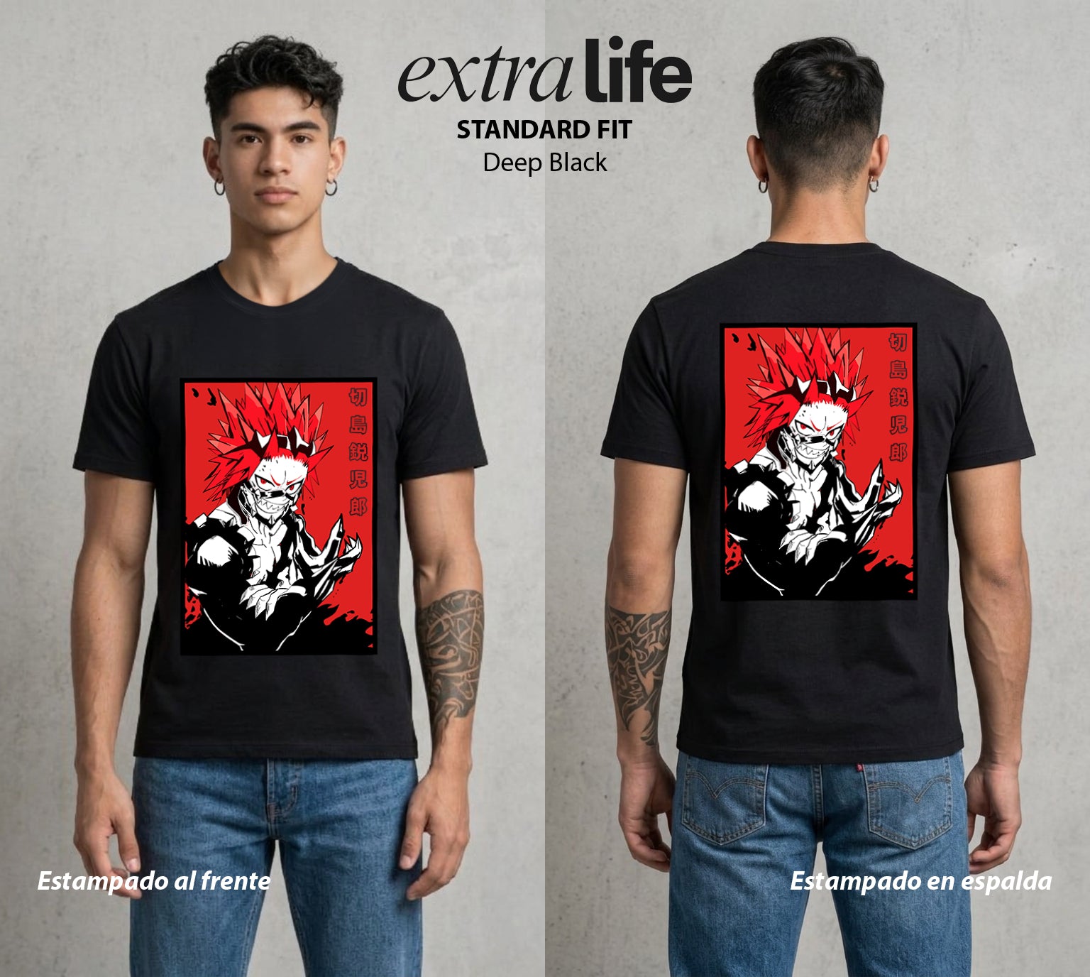 La Academia de Heroes | La Roca del Bien #02567 - Playera Standard Fit | Deep Black - Foto en modelo