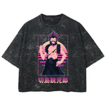 Playera streetwear premium de anime y gaming ExtraLife MX, corte boxy deluxe mineral wash heavyweight en color Acid Wash, moda urbana mexicana de culto.