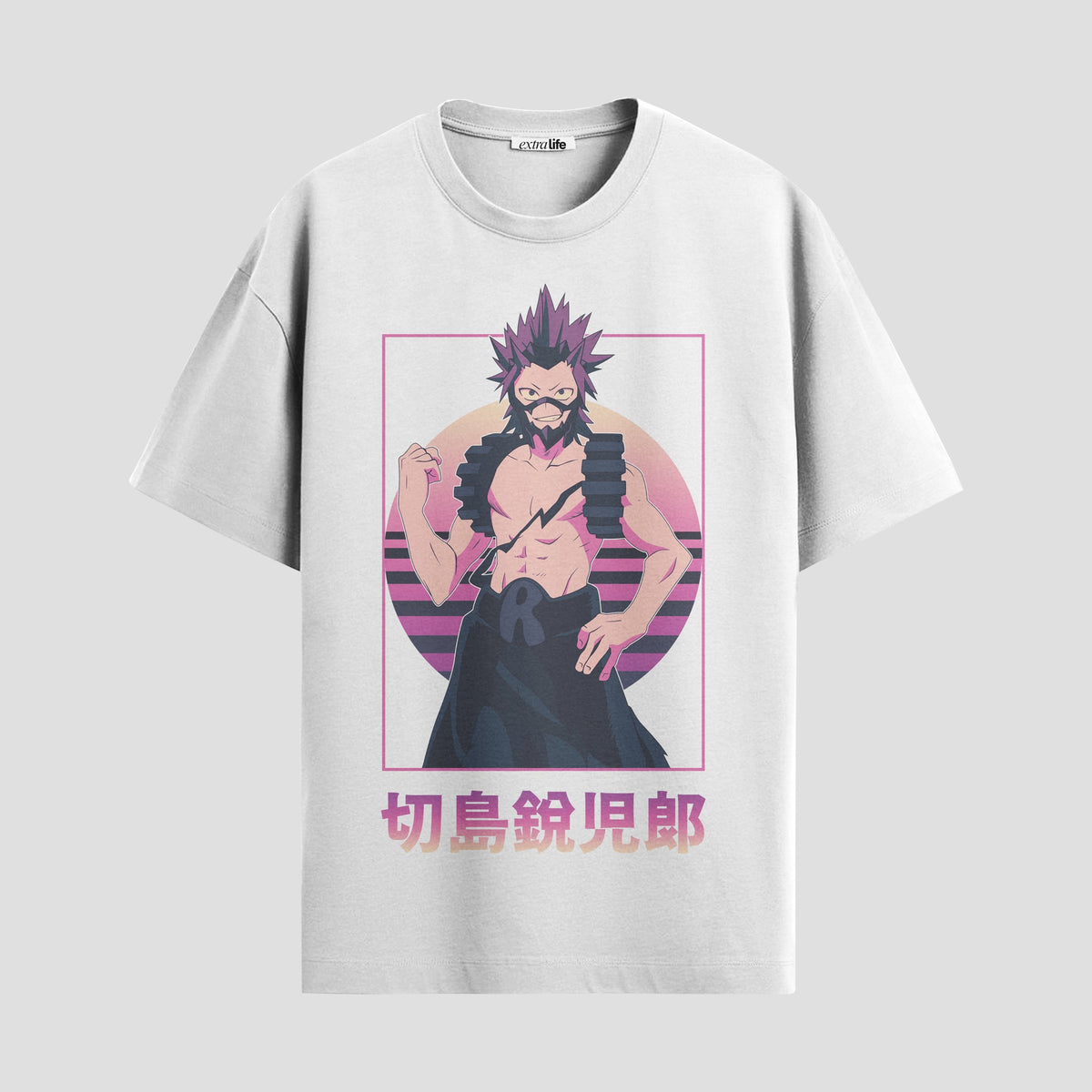 Playera urbana de anime y gaming ExtraLife MX, corte Classic Premium unisex ligero y transpirable en color Deep Black y Pure White, ropa de uso diario para gym y casual.