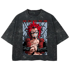 Playera streetwear premium de anime y gaming ExtraLife MX, corte boxy deluxe mineral wash heavyweight en color Acid Wash, moda urbana mexicana de culto.