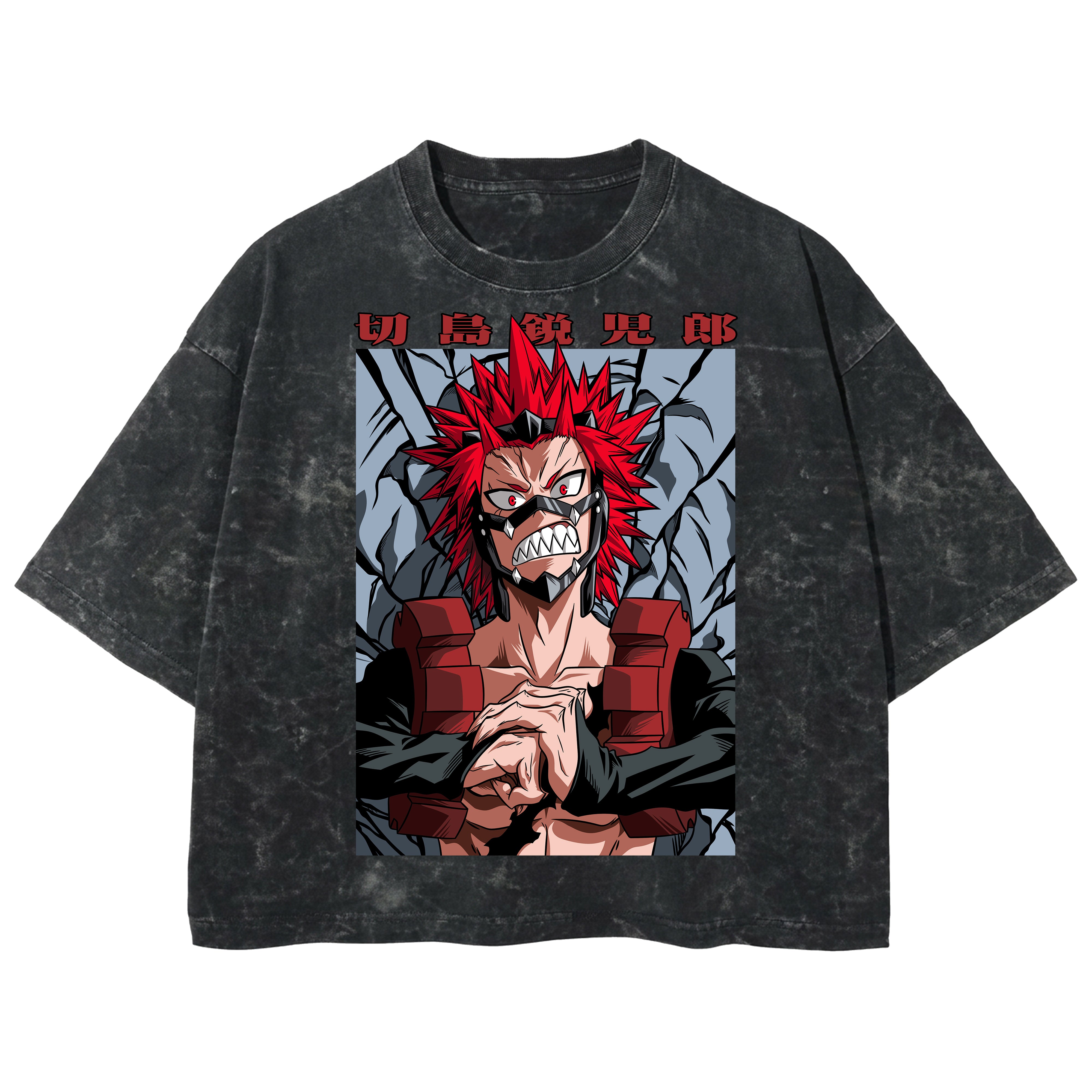 Playera streetwear premium de anime y gaming ExtraLife MX, corte boxy deluxe mineral wash heavyweight en color Acid Wash, moda urbana mexicana de culto.
