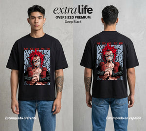 La Academia de Heroes | El Endurecimiento Total #02569 - Playera Oversized Premium | Deep Black - Foto en modelo