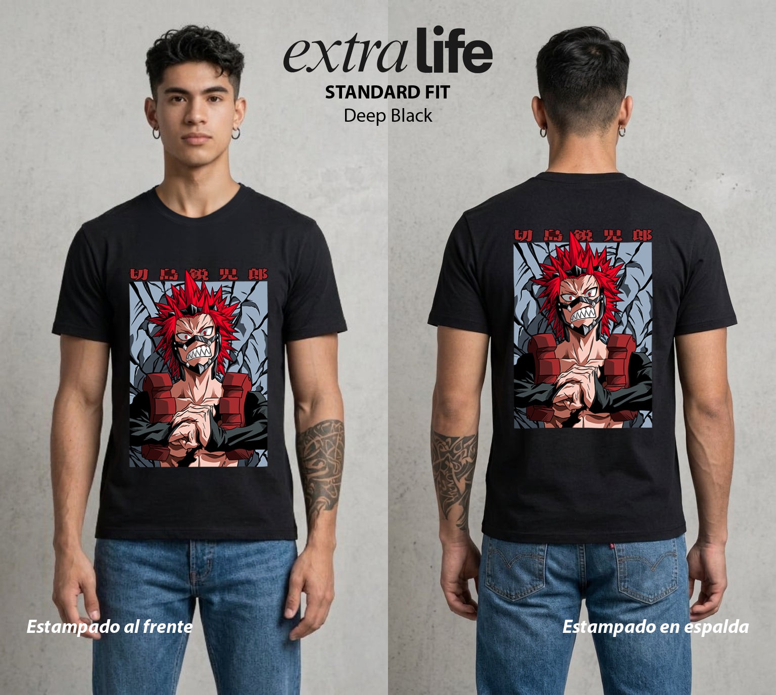 La Academia de Heroes | El Endurecimiento Total #02569 - Playera Standard Fit | Deep Black - Foto en modelo
