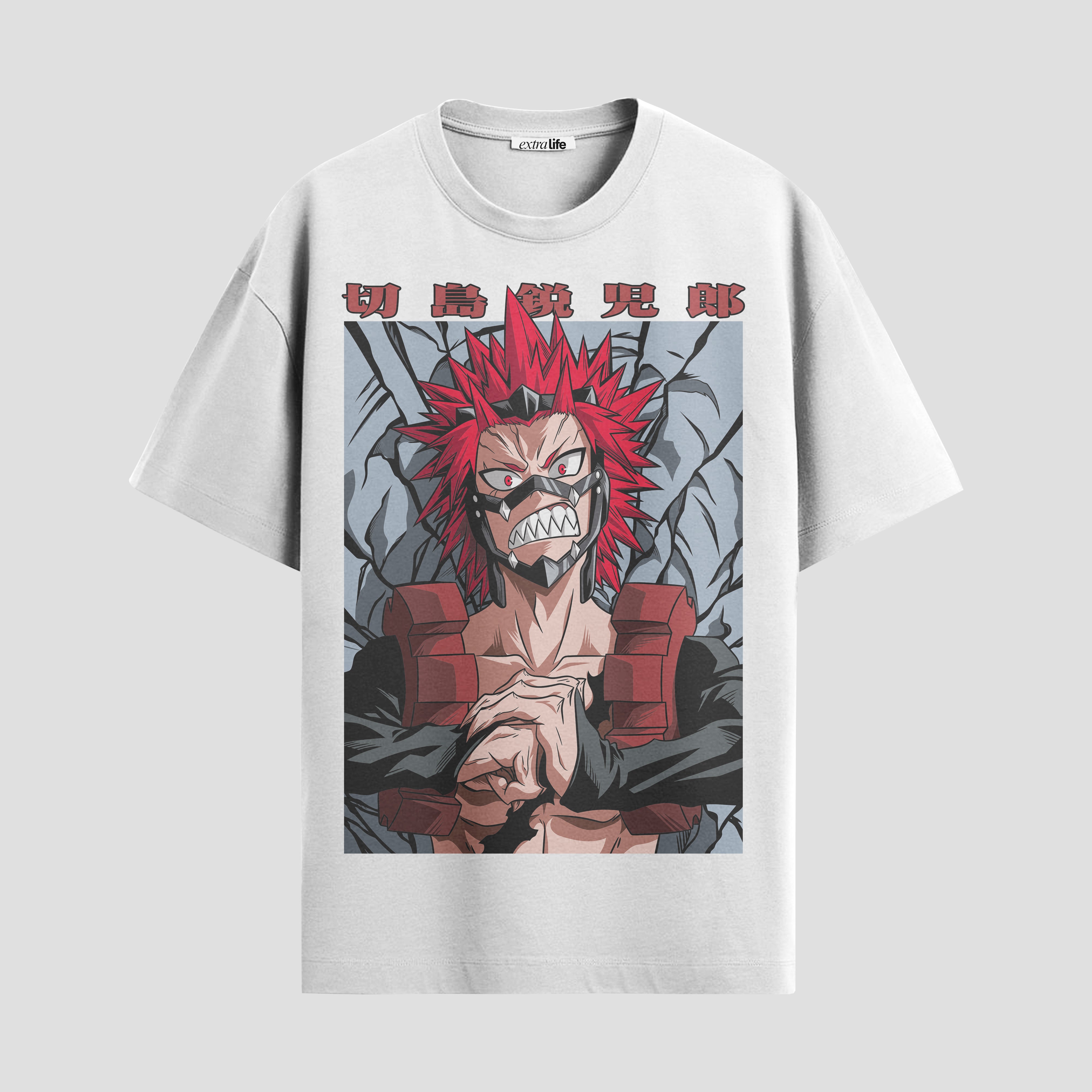 Playera urbana de anime y gaming ExtraLife MX, corte Standard Fit unisex ligero y transpirable en color Deep Black y Pure White, ropa de uso diario para gym y casual.