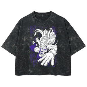 Playera streetwear premium de anime y gaming ExtraLife MX, corte boxy deluxe mineral wash heavyweight en color Acid Wash, moda urbana mexicana de culto.