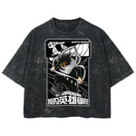 Playera streetwear premium de anime y gaming ExtraLife MX, corte boxy deluxe mineral wash heavyweight en color Acid Wash, moda urbana mexicana de culto.