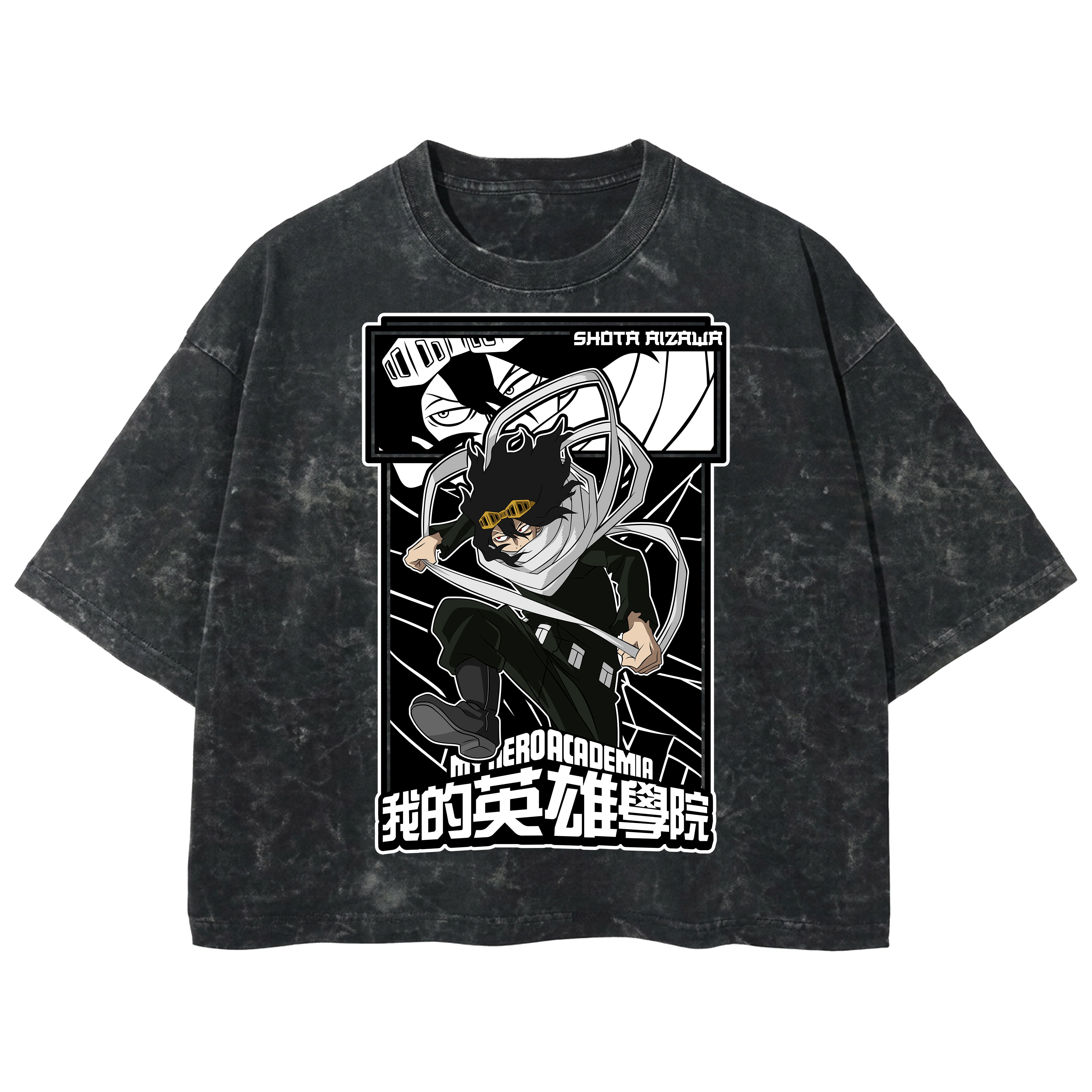 Playera streetwear premium de anime y gaming ExtraLife MX, corte boxy deluxe mineral wash heavyweight en color Acid Wash, moda urbana mexicana de culto.