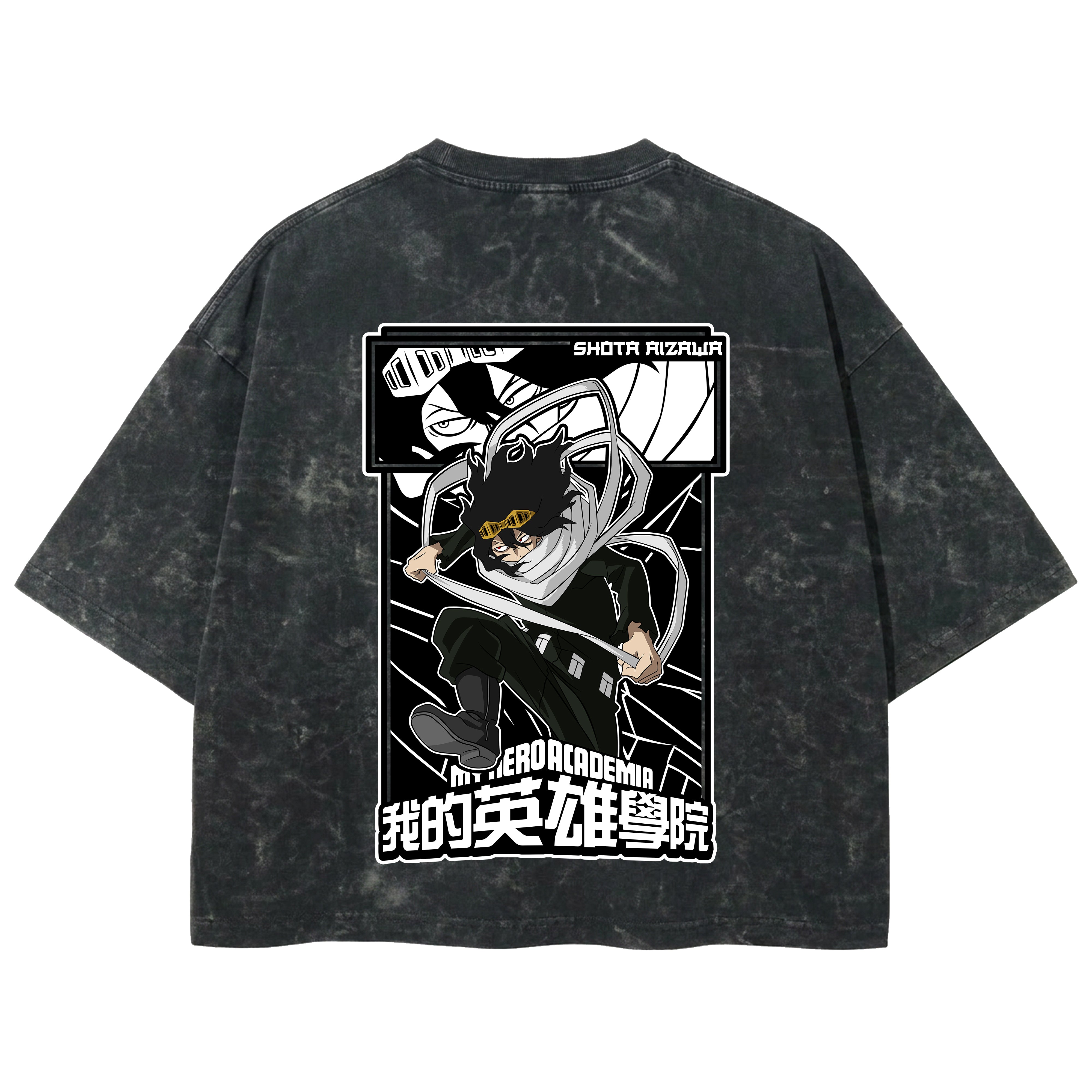 Playera streetwear premium de anime y gaming ExtraLife MX, corte boxy deluxe mineral wash heavyweight en color Acid Wash, moda urbana mexicana de culto.