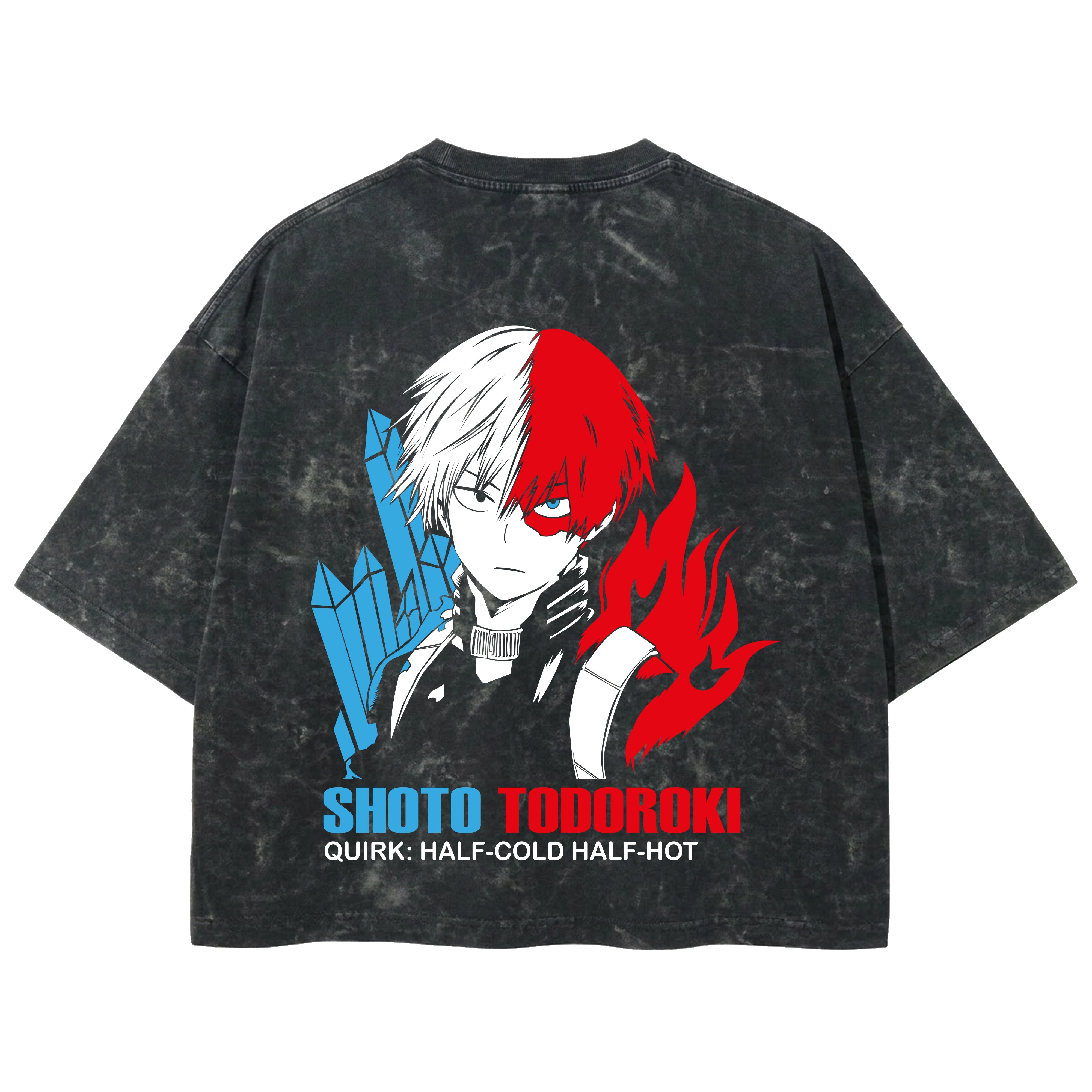 Playera streetwear premium de anime y gaming ExtraLife MX, corte boxy deluxe mineral wash heavyweight en color Acid Wash, moda urbana mexicana de culto.