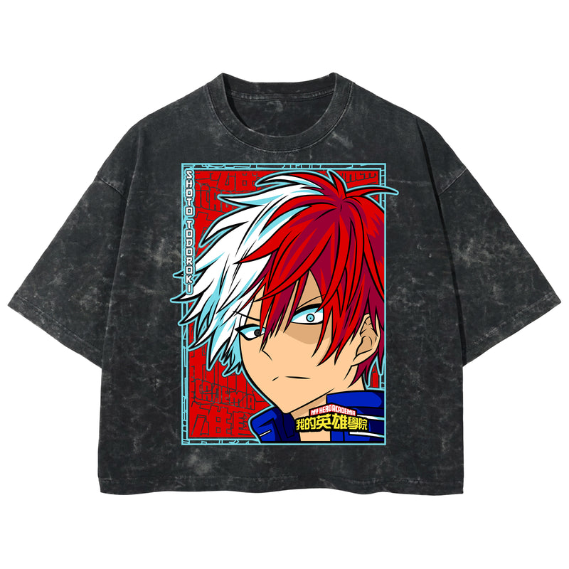 Playera streetwear premium de anime y gaming ExtraLife MX, corte boxy deluxe mineral wash heavyweight en color Acid Wash, moda urbana mexicana de culto.