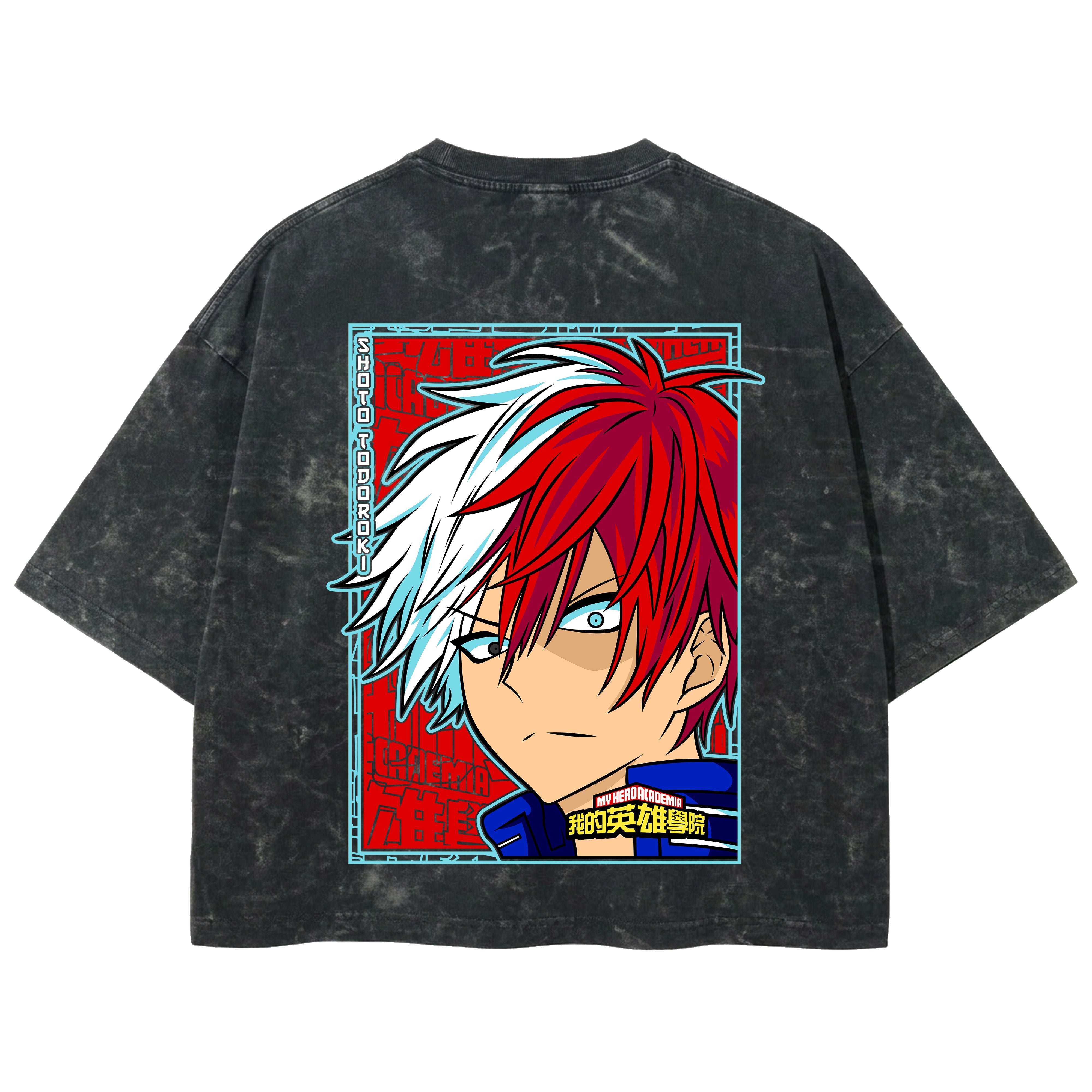 Playera streetwear premium de anime y gaming ExtraLife MX, corte boxy deluxe mineral wash heavyweight en color Acid Wash, moda urbana mexicana de culto.