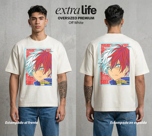 La Academia de Heroes | La Herencia del Bien #02573 - Playera Oversized Premium | Off White - Foto en modelo