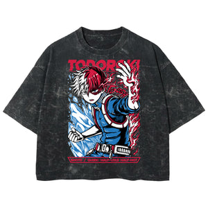 Playera streetwear premium de anime y gaming ExtraLife MX, corte boxy deluxe mineral wash heavyweight en color Acid Wash, moda urbana mexicana de culto.