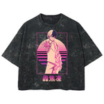 Playera streetwear premium de anime y gaming ExtraLife MX, corte boxy deluxe mineral wash heavyweight en color Acid Wash, moda urbana mexicana de culto.