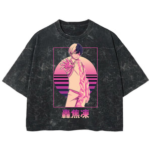 Playera streetwear premium de anime y gaming ExtraLife MX, corte boxy deluxe mineral wash heavyweight en color Acid Wash, moda urbana mexicana de culto.