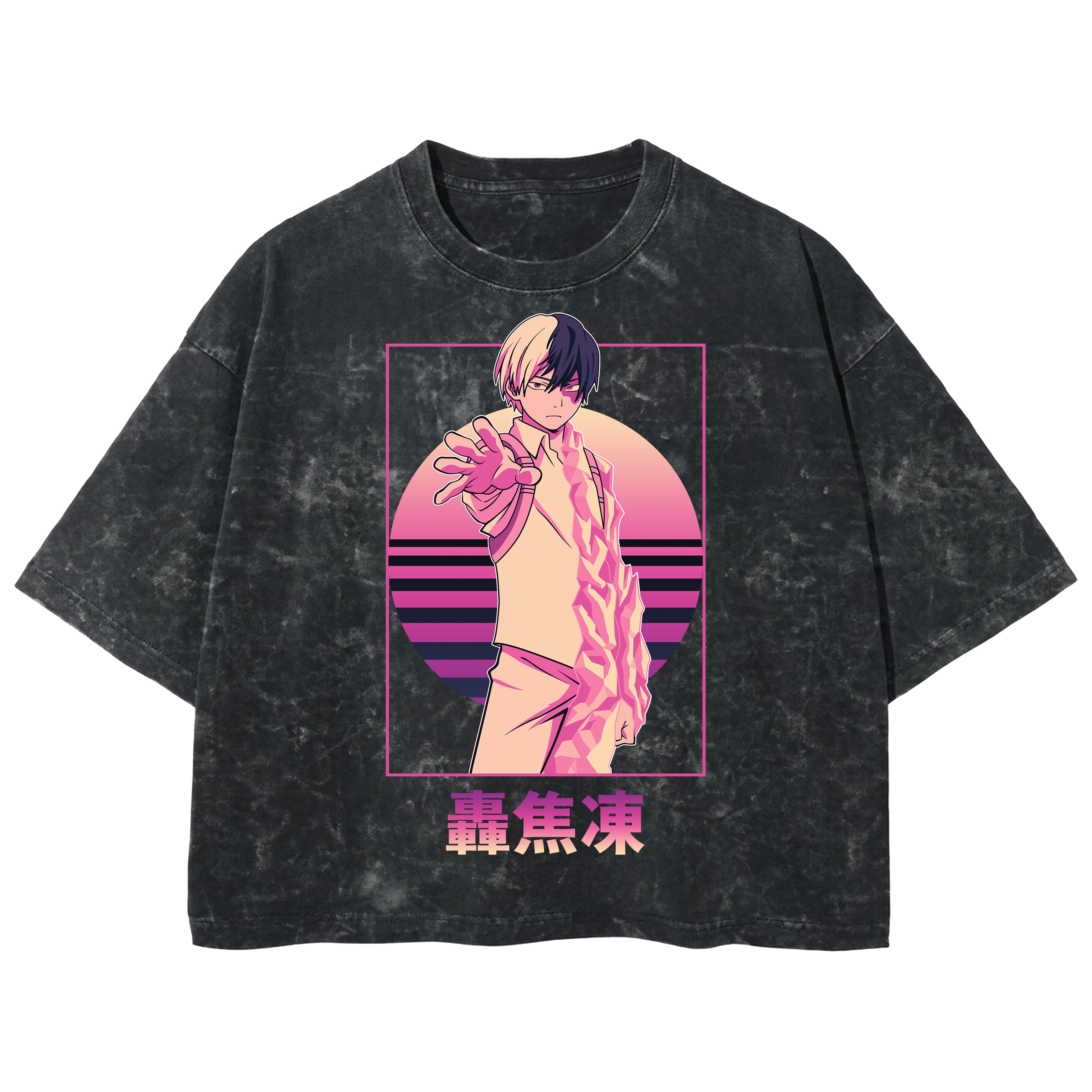 Playera streetwear premium de anime y gaming ExtraLife MX, corte boxy deluxe mineral wash heavyweight en color Acid Wash, moda urbana mexicana de culto.